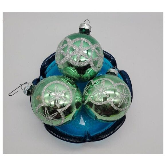 Vintage 1950's Shiny Brite Ornament Set of Three - Picture 2 of 5